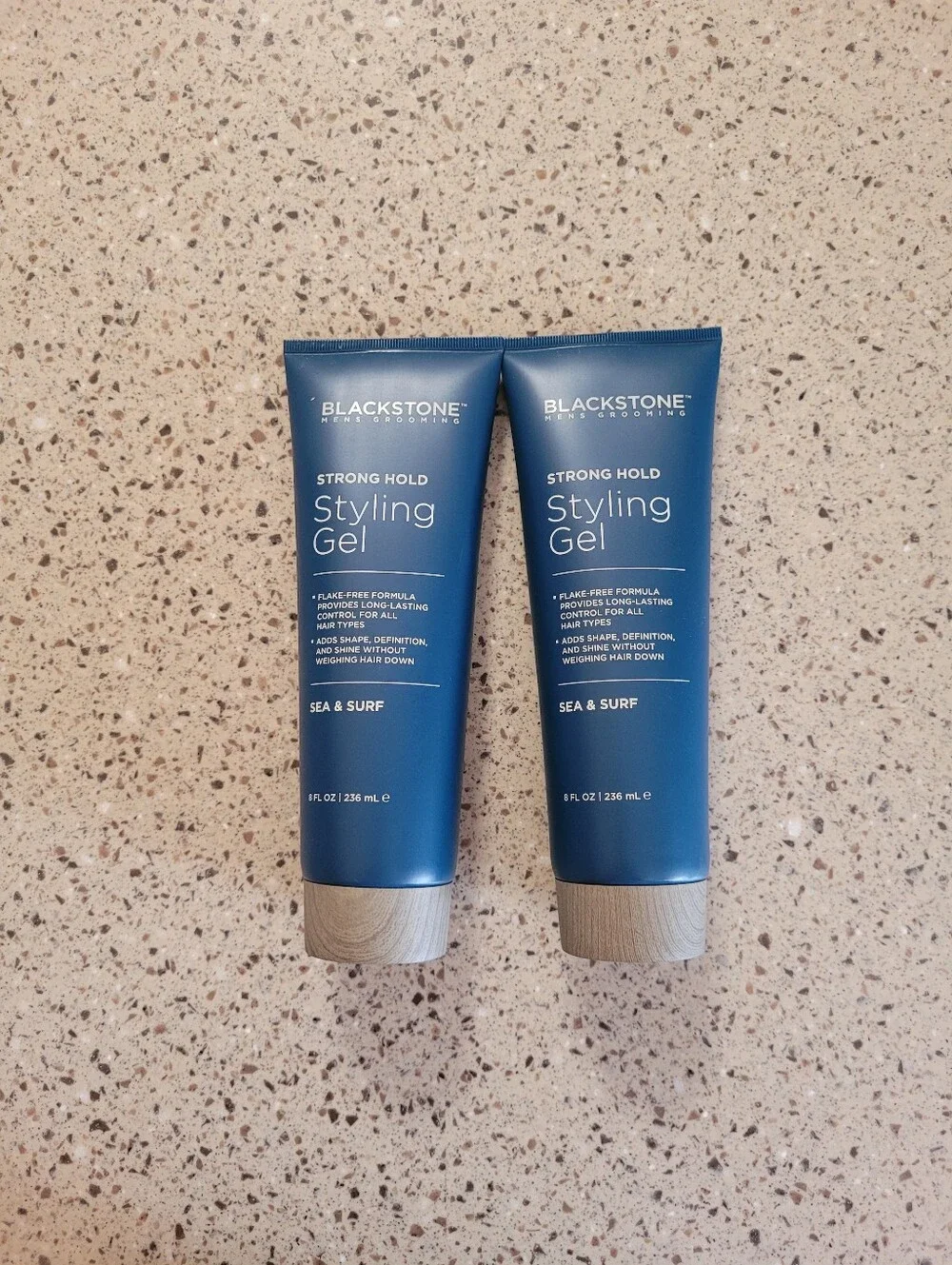2 Blackstone Mens Grooming Strong Hold Styling Gel Sea + Surf 8 oz Each.
